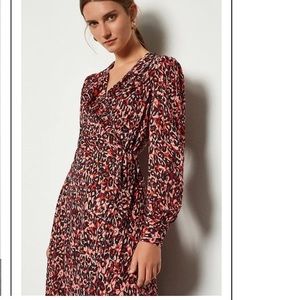 Karen Millen NWT Pleated Leopard Print Wrap Dress Size 2